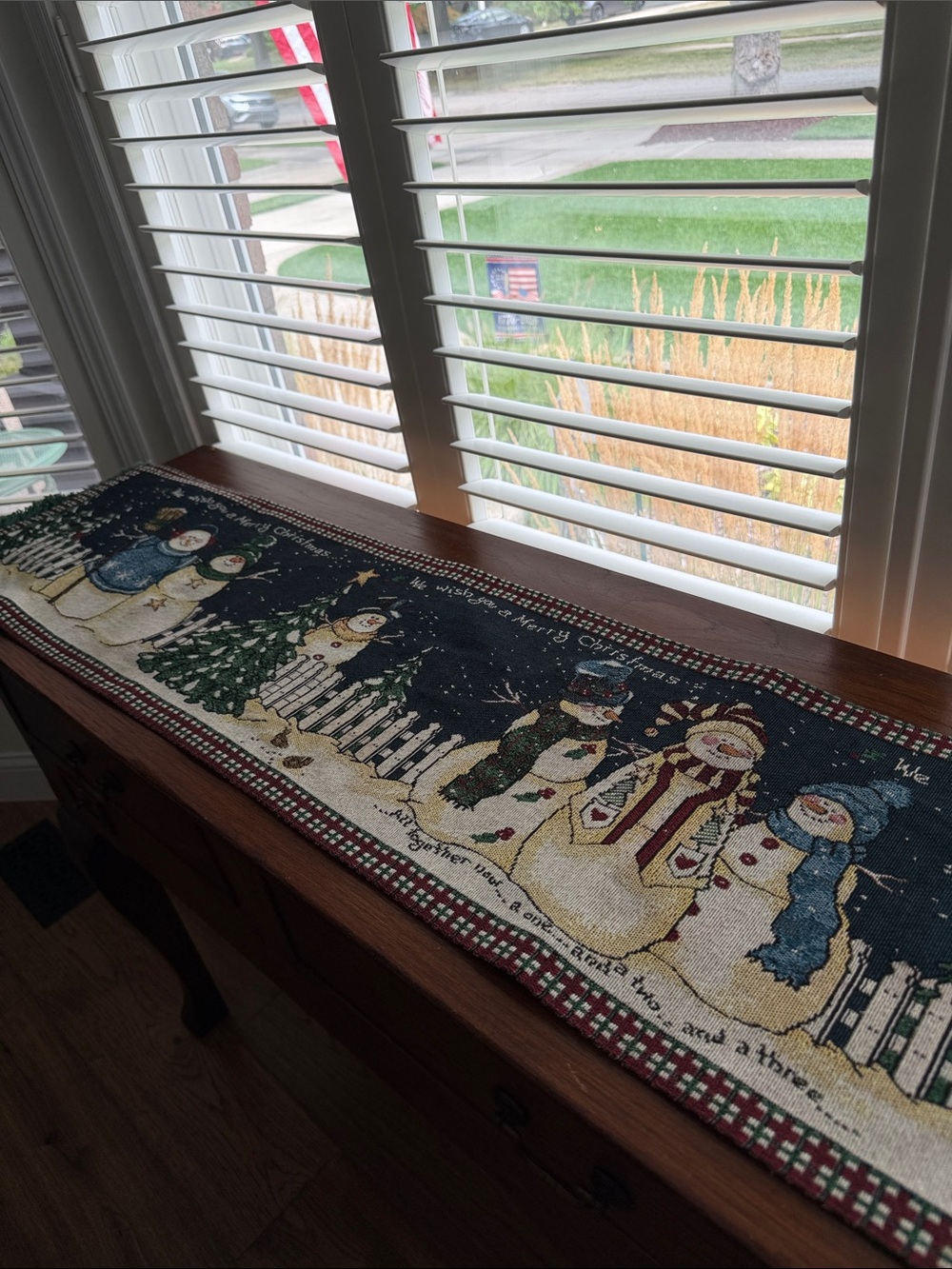Sarah Gore Evans Snowmen Merry Christmas Table Runner